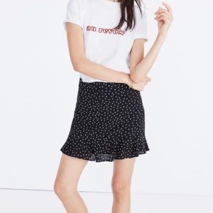 Madewell Silk Ruffle-Edge Skirt in Star Scatter